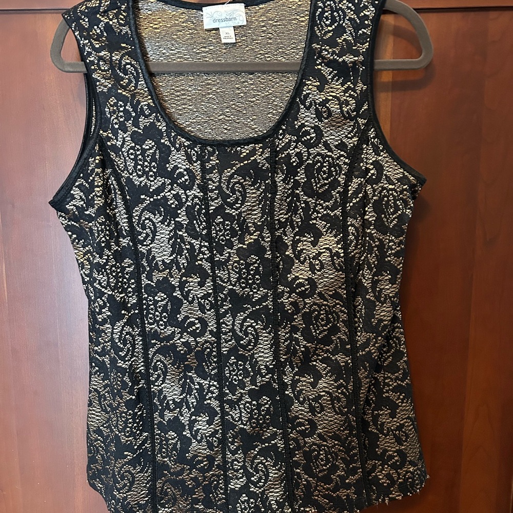 Dressbarn Black and Gold Lace Blouse